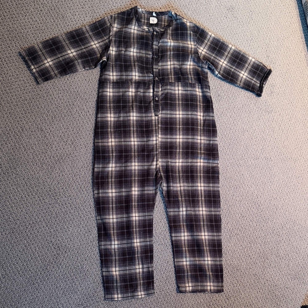 Plaid Button-Up Jumpsuit